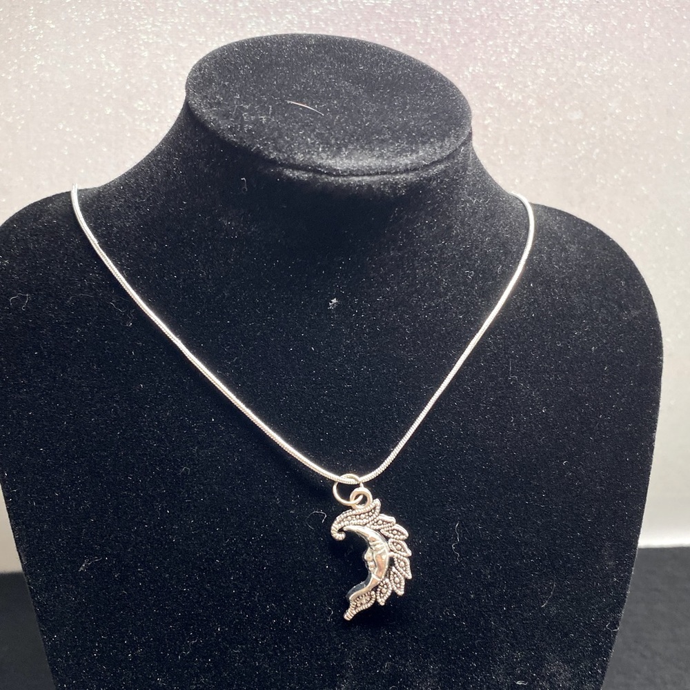 Silver plated half moon necklace